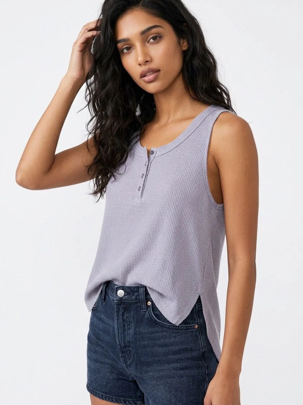 WILD FABLE | NEW Lavender Henley Waffle Tank Top Women’s Size Large